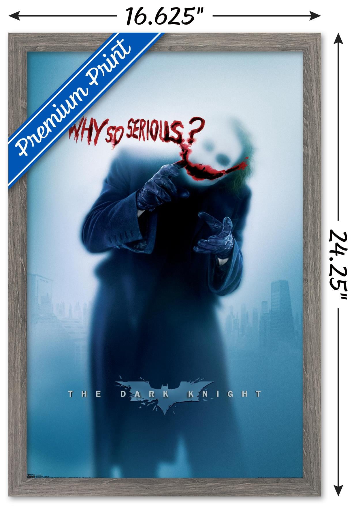 DC Comics - The Dark Knight - The Joker - Why So Serious Wall Poster, 14.725" x 22.375", Framed