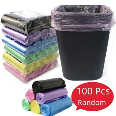 Trash Bags 100Pcs Random Colors Garbage Bags 5 Rolls 5 Gallon Kitchen Bathroom Trash Bag 17.7"×19.7"