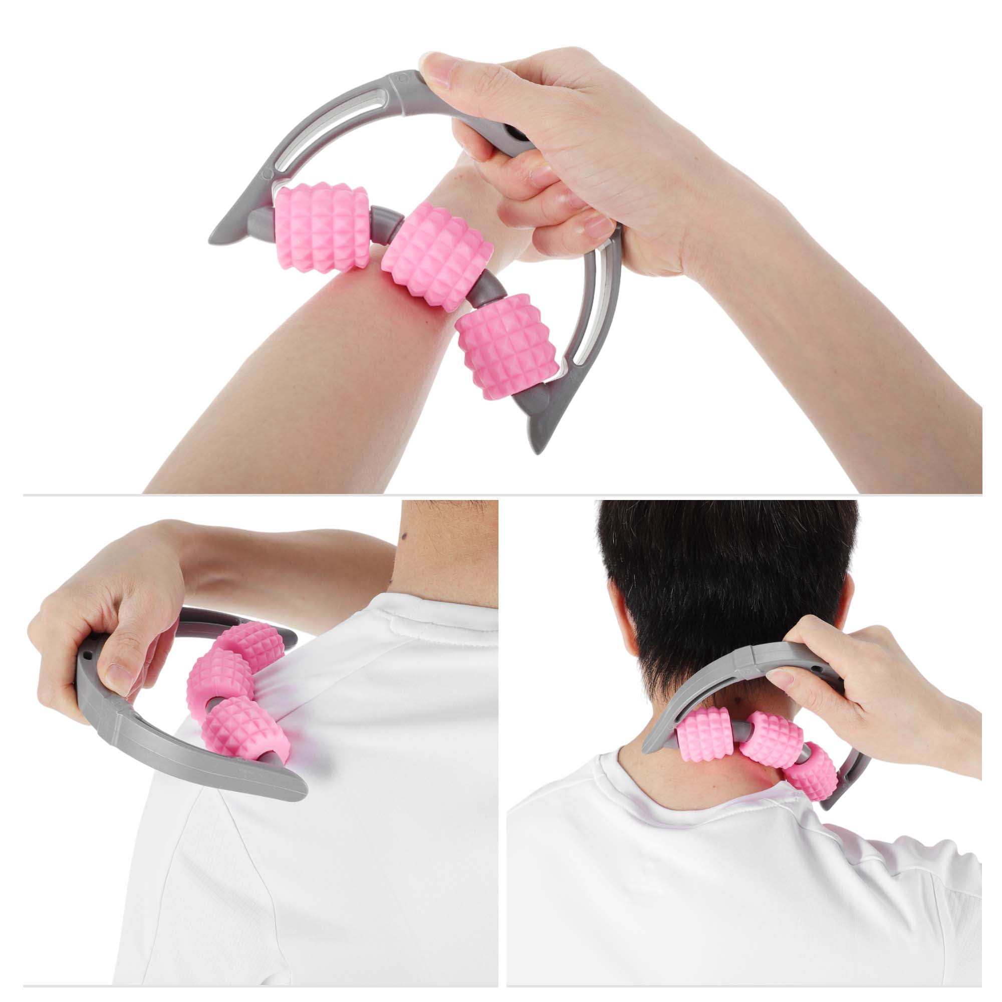 Unique Bargains 1 Pc 3-Round Massage Stick for Muscle Ease Pink