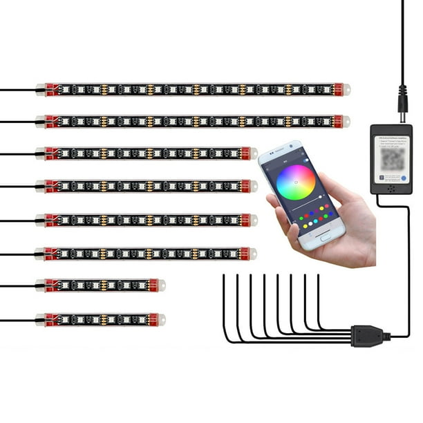 8 Uds. Kits de luces LED para motocicleta, luces LED coloridas para motocicleta, tiras de luces de Control por aplicación IP65 a prueba de agua
