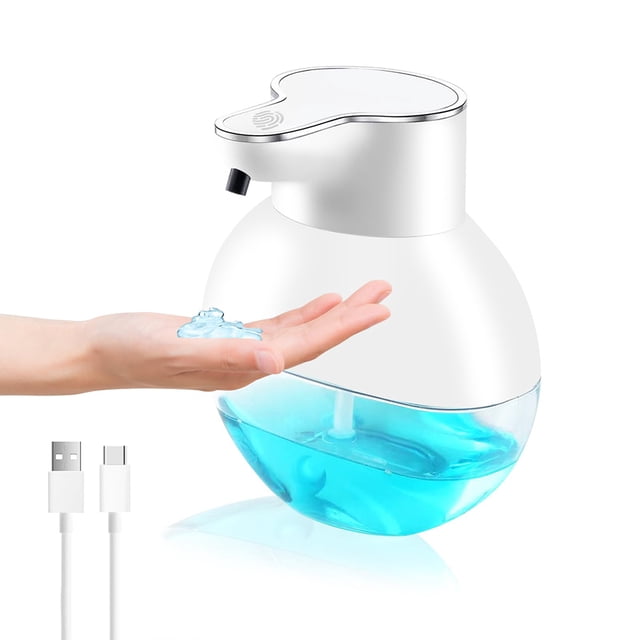 Dispensador de jabón automático, dispensador de jabón, automático, montado en la pared, dispensador de jabón eléctrico recargable por USB de 400 ml con sensor, dispensador de jabón de