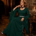 thumbnail image 3 of Halloween Medieval Costume for Women, Round Neck Batwing Sleeve Long Dress with Flowing Full Skirt, Vintage Renaissance Gown for Halloween Party, Medieval Faire and Cosplay, 3 of 6