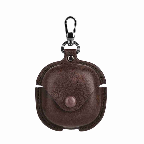 Dteck PU Leather Protective Case for Samsung Galaxy Buds 4 / 4 Pro, Shockproof Soft Inner Lining Scratch Drop Protection with Keychain Convenient Charging, Darkbrown