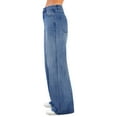 thumbnail image 3 of Women's Casual Solid Wide Leg Pants Zipper Fly Pocket High Waist Jeans Trousers, 3 of 9