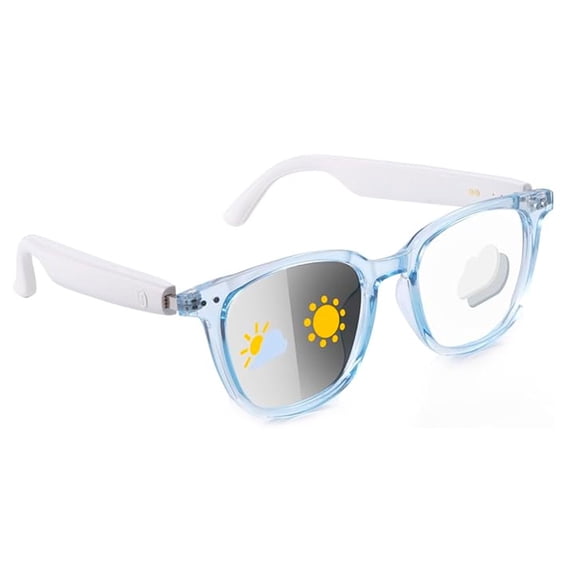Smart Photochromic Sunglasses, Blue Light Glasses for Men,Bluetooth 5.4, Open Ear Sound Mic & Speakers (Blue Frame)