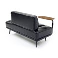 thumbnail image 7 of GZXS 55-Inch Black Faux Leather Upholstered Bench with 360-Degree Swivel Tray and Metal Legs, Entryway/Window Ottoman Bench with Backrests for Bedroom, Living Room, 7 of 7