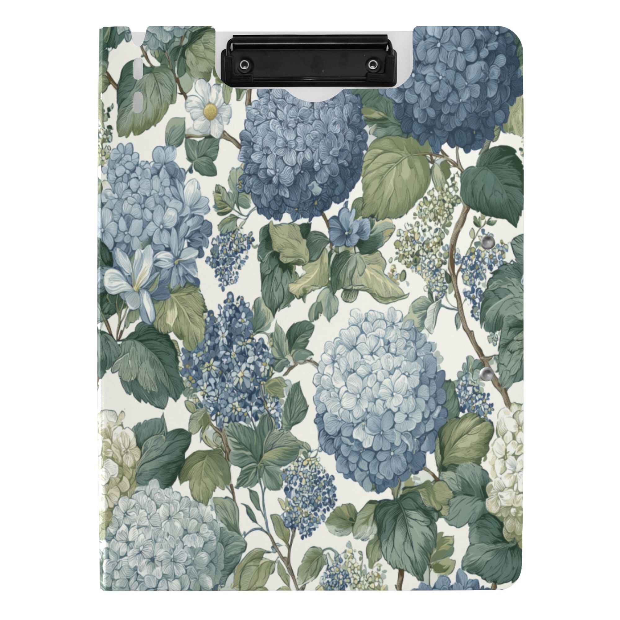 FORMRS A4 Clipboard Folder with Pen Holder Horizontal Foldable School Office Binder, Watercolor Hydrangeas Pattern