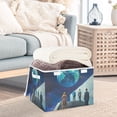 thumbnail image 3 of Yayeee Collapsible Cube Storage Bin with Lid Fabric Closet Decorative Basket with Handles, Blue Planet, 3 of 7