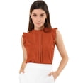 thumbnail image 1 of Blusa elegante Sin mangas Allegra K Vintage 1950 con volantes para Oficina Naranja oscuro M, 1 of 6