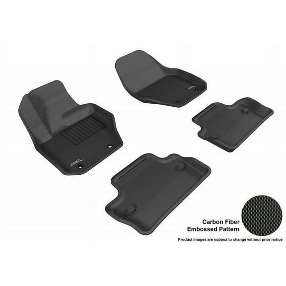 3D MAXpider 2010-2018 Fits Volvo S60 Kagu 1st Row 2nd Row Black Carbon Fiber Embossed Pattern Floor Mat L1VV01601509