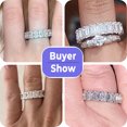 thumbnail image 3 of Flydeer Engagement Wedding Rings for Women 925 Sterling Silver 5A CZ Emerald Cut Wedding Band for Women Eternity Rectangle Stacking Ring for Her Size 5, 3 of 6