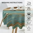 thumbnail image 4 of Wooden Rustic Tablecloth Round Farmhouse Turquoise Table Cloths Washable Rustic Table Cover for Decoration Kitchen Dining Room 60x90 Inch, 4 of 7