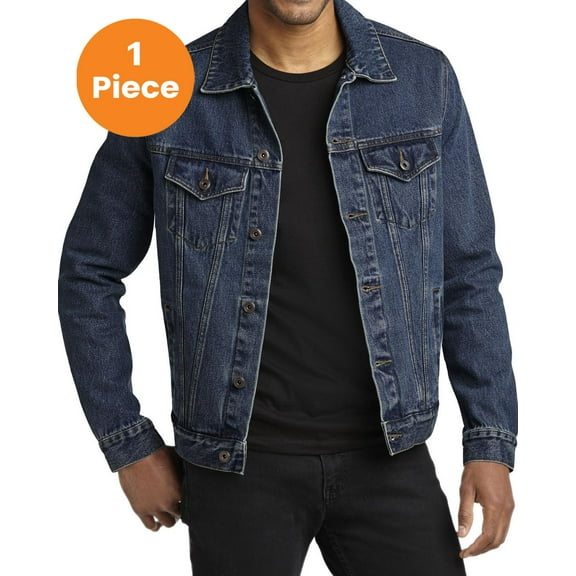 Port Authority J7620 Denim Jacket, Denim Blue, S, Big and Tall Coats and Jackets