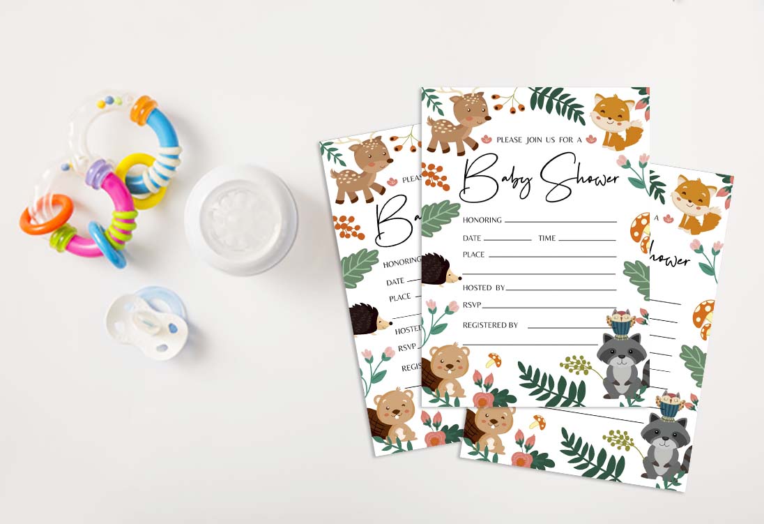 Inkdotpot 30 Fill In StyleBaby Shower Invitation Cards Jungle Animals Gender Neutral Blank Invites