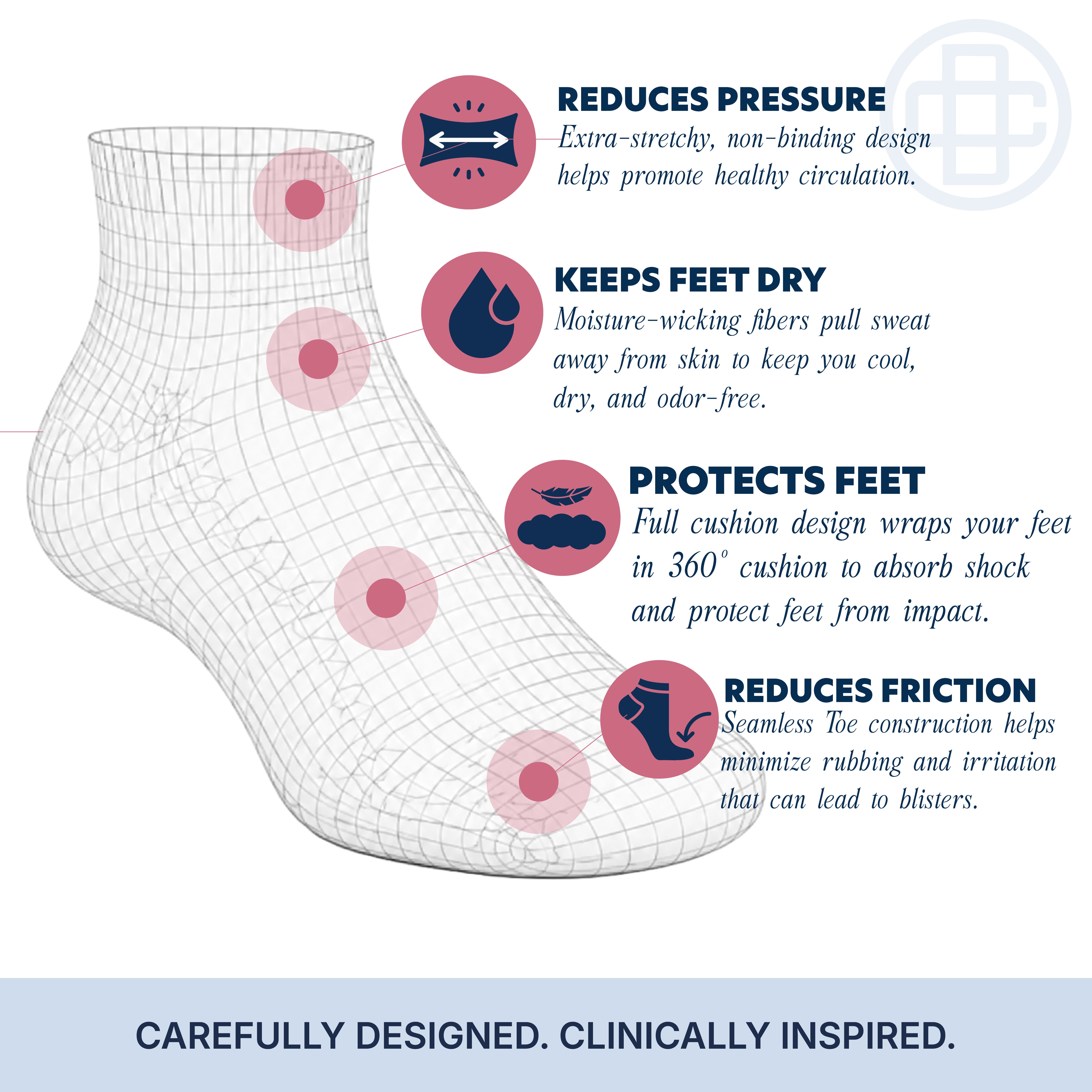 Doctor's Choice Diabetic Full Cushion Quarter Women's Socks, Medium, Women's Shoe Size 6-10, 4 Pack