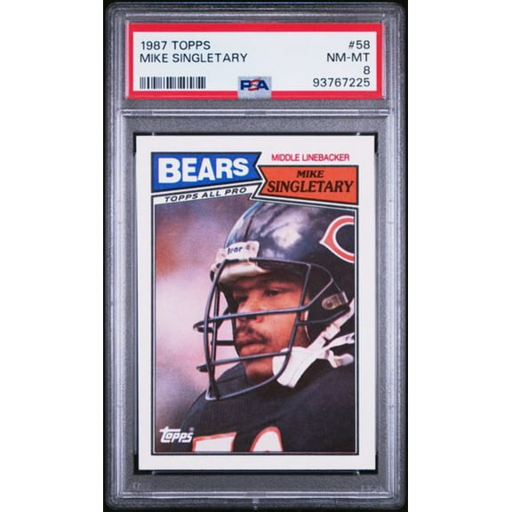 Graded 1987 Topps Mike Singletary #58 Football Card PSA 8 NM-MT