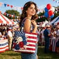 thumbnail image 7 of Lusa Floral American Flag Print Quilted Tote Bag 250th Anniversary Large Capacity Patchwork Handbags Lightweight Durable & Stylish Independence Day Shoulder Bag for Daily Use J L, 7 of 7