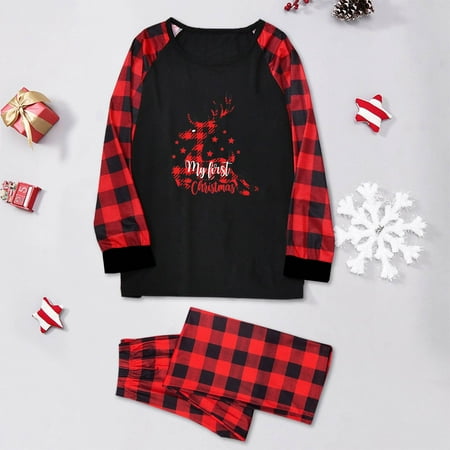 

CHGBMOK Pajamas Family Christmas Matching Sets Printed Long -Sleeved Printed Blouse Tops+Pants Family Matching Pajamas Set