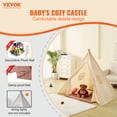 thumbnail image 2 of VEVOR Kids Play Tent, Teepee Tent for Kids 1-5 Years Old, Tent for Kids with Windows for Indoor and Outdoor, Toddler Tent with Mat and Plush Decorative Balls, for Boys and Girls, Beige, 2 of 9