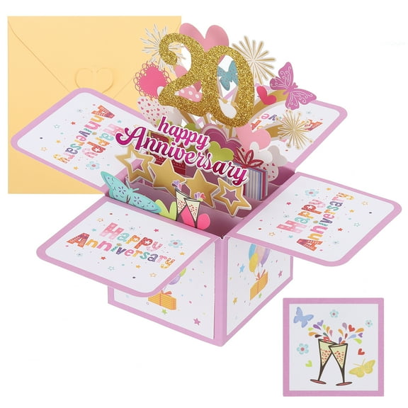 20 Year Anniversary Card, Happy Anniversary Cards Wedding Anniversary Card for Wife Men Her, Pink