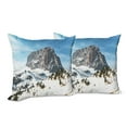 thumbnail image 6 of Ambesonne Nature Throw Pillow Cover 2 Pack, Mediterranean Snowy Peak, 24", Brown Blue White, 6 of 6