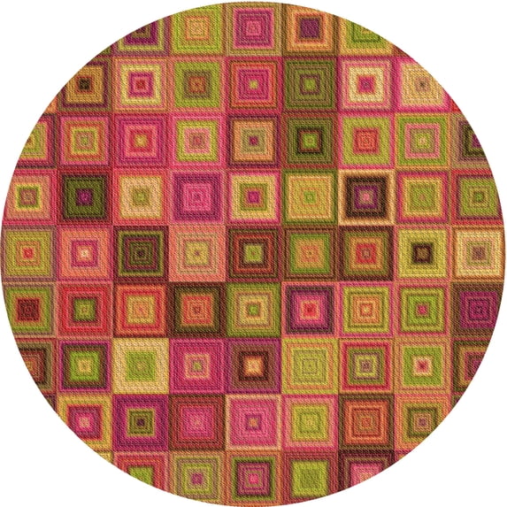Ahgly Company Machine Washable Indoor Round Transitional Red Area Rugs, 4' Round