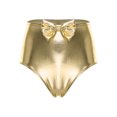 thumbnail image 1 of vastwit Women's Metallic Booty Shorts Hot Pants High Waist Bow Back Ruched Bikini Briefs Underpants Light Gold M, 1 of 6