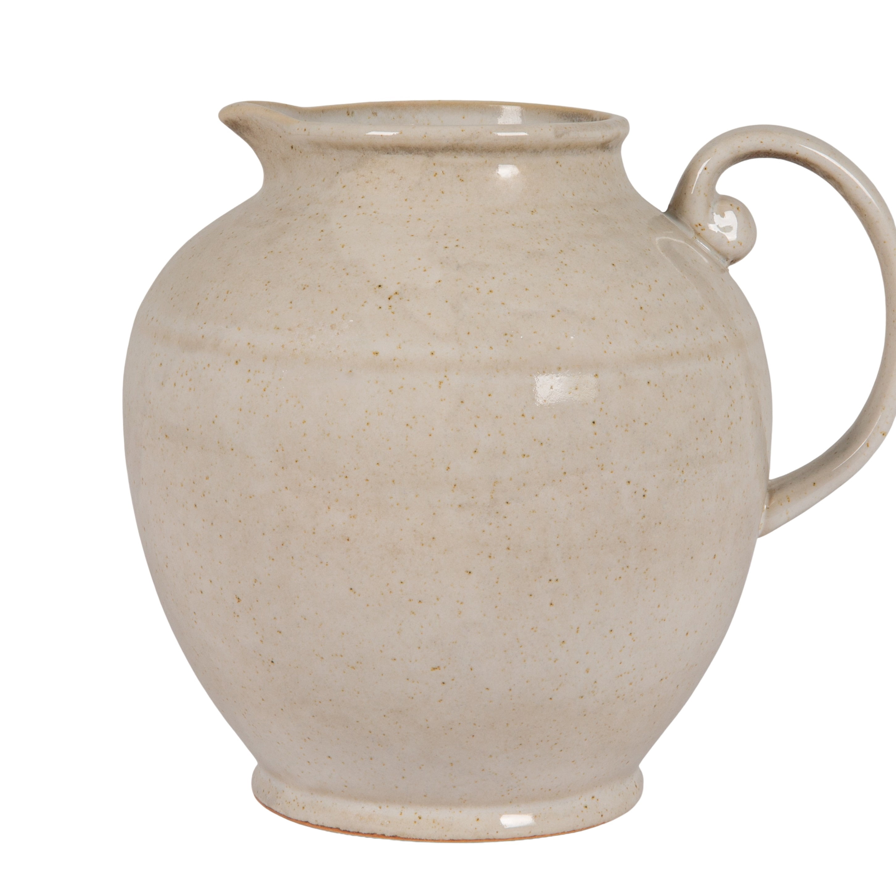 Creative Co-Op Stoneware Pitcher with Reactive Glaze, Cream