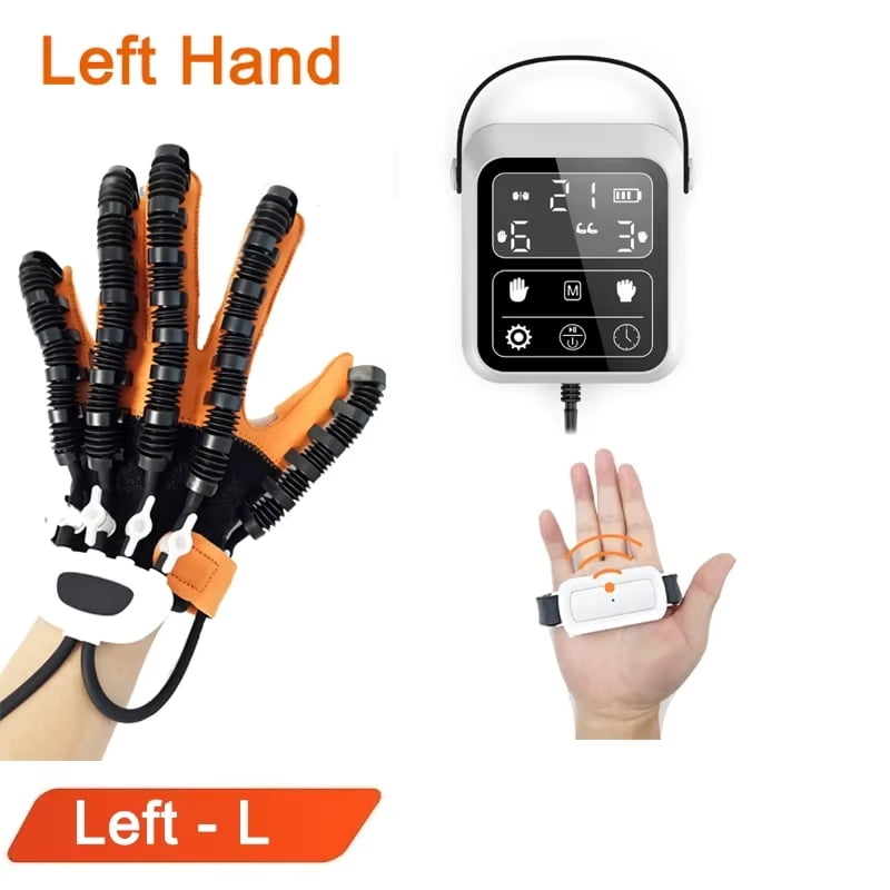 Electric Hand Grip Trainer, Finger Exercise Device for Hand Strength & Mobility, Adjustable Levels, Black-Orange  Left Hand  L