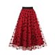 thumbnail image 1 of Gibobby faldas aesthetic para mujer Falda estampada de malla de amor de cintura alta(Rojo, XXL), 1 of 4