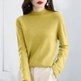 thumbnail image 2 of DHFJKG Women's Knit Sweaters Base Pullover Crew High Neck Long Sleeve Regular Fit Solid Color Stretch Layering Top With Ribbing Edge Winter Warm Versatile Jumper Tops, 2 of 6