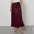 thumbnail image 2 of Women’s Long Satin Skirt High Waist Flowy A Line Midi Skirt Lightweight Smooth Silky Fabric for Daily Wear Office Deep Red S, 2 of 4