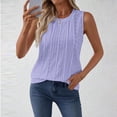 thumbnail image 6 of WQNVRNR Womens Pleated Tops- Crewneck Eyelet Casual Summer Sleeveless Tanks Purple Size 2XL, 6 of 9