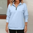 thumbnail image 5 of Resicozy Womens Zip-Up Dropped Shoulder Sweatshirt Quarter Zip up Sweatshirt Solid Color Long Sleeves Pullover Sky Blue M, 5 of 5