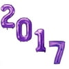 Graduation 2017 34 Inch Purple Mylar Balloons (4/pkg) Pkg/1, Number 2 (1) 38 Inch Mylar Balloon By PMU