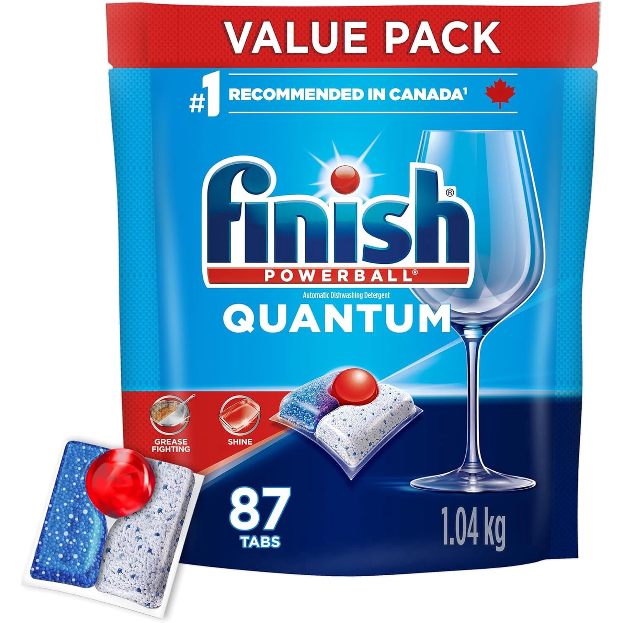 Finish Powerball Quantum Dishwasher Detergent Pods, For Deep clean & Sparkling Shine, 87 Tabs (Packaging May Vary)