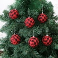 thumbnail image 2 of Virelaxpo 6-Pack Fabric Wrapped Christmas Ball Ornaments for Tree Decoration - 7cm Red and Black Foam Balls with Hanging String for Holiday decor, 2 of 6