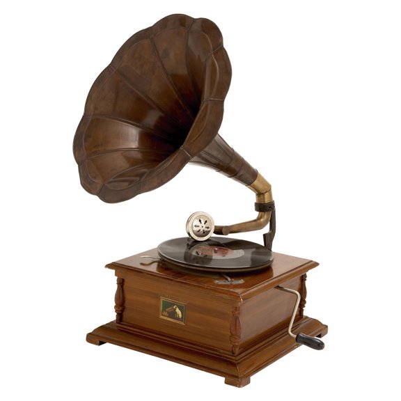 DecMode 19" x 27" Brown Wood Music Functional Gramophone with Record, 1-Piece