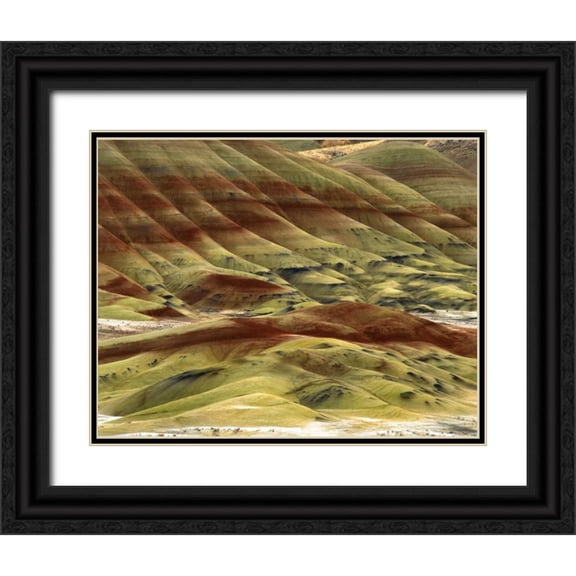 Terrill, Steve 32x26 Black Ornate Wood Framed with Double Matting Museum Art Print Titled - OR, Volcanic ash hills of the Painted Hills Unit