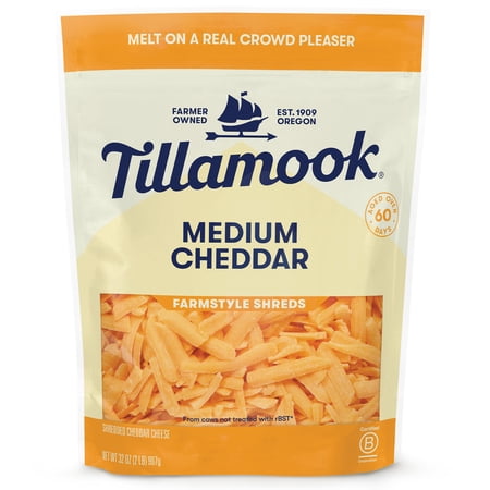 Tillamook Farmstyle Shredded Medium Cheddar Shredded Cheese, 32 oz