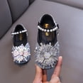 thumbnail image 2 of hoksml Girls Sparkly Rhinestone Floral Mary Jane Flats with Pearl Strap, Glitter Princess Dress Shoes for Wedding and Party Wear, 2 of 8