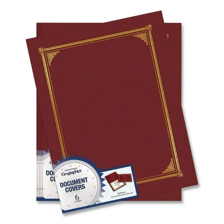 Geographics® Certificate/Document Cover, 12.5 x 9.75, Burgundy, 6/Pack 45333