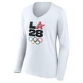 thumbnail image 2 of Women's White LA 2028 Summer Olympics Athlete Spirit V-Neck Long Sleeve T-Shirt, 2 of 3