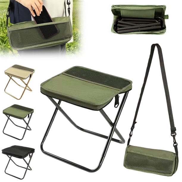 Taburete Plegable para Mochila al Aire Libre | Silla de Camping Portátil y Estuche para Lápices | Bolso de Hombro Ligero | Equipo de Viaje Multifuncional | Equipo Deportivo Compacto y Duradero