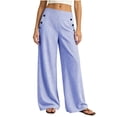 thumbnail image 4 of KIHOUT Womens Striped Waist Wide Leg Pants High Rise Elastic Back Casual Loose Fit Straight Leg Trousers with Pockets Daily Wear, 4 of 7