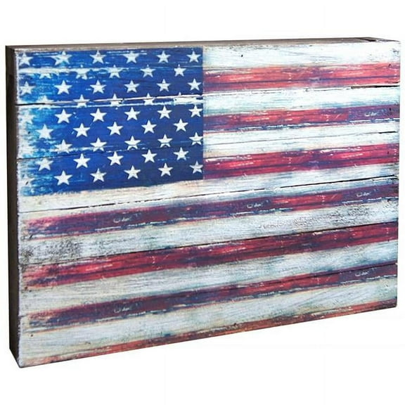 Designocracy 85099-US-12 American Flag Rustic Art on Board Wall Decor