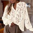 thumbnail image 2 of POETANCE Clothing Women's Fashion Shirt Women's Casual Lace Blouse Long Sleeve Button Up Shirts Tops Fall Fashion Clothes, 2 of 9