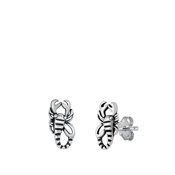 Scorpion Stud Earrings .925 Sterling Silver Jewelry Female Unisex