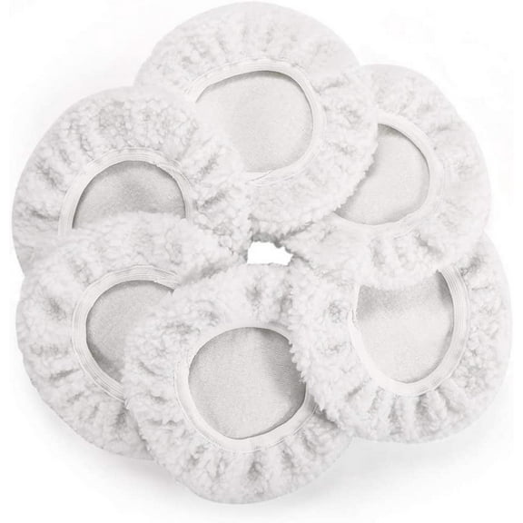 6pcs 7-8 Inch White Car Polisher Bonnets Polishing Pad Buffer Waxing Wash Wool