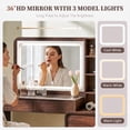 thumbnail image 6 of Modern Glass Top Vanity Desk with LED Mirror and Touch Switch, Makeup Vanity Table with Storage Drawers, Bedroom Dressing Table with Cruved Design, 6 of 9